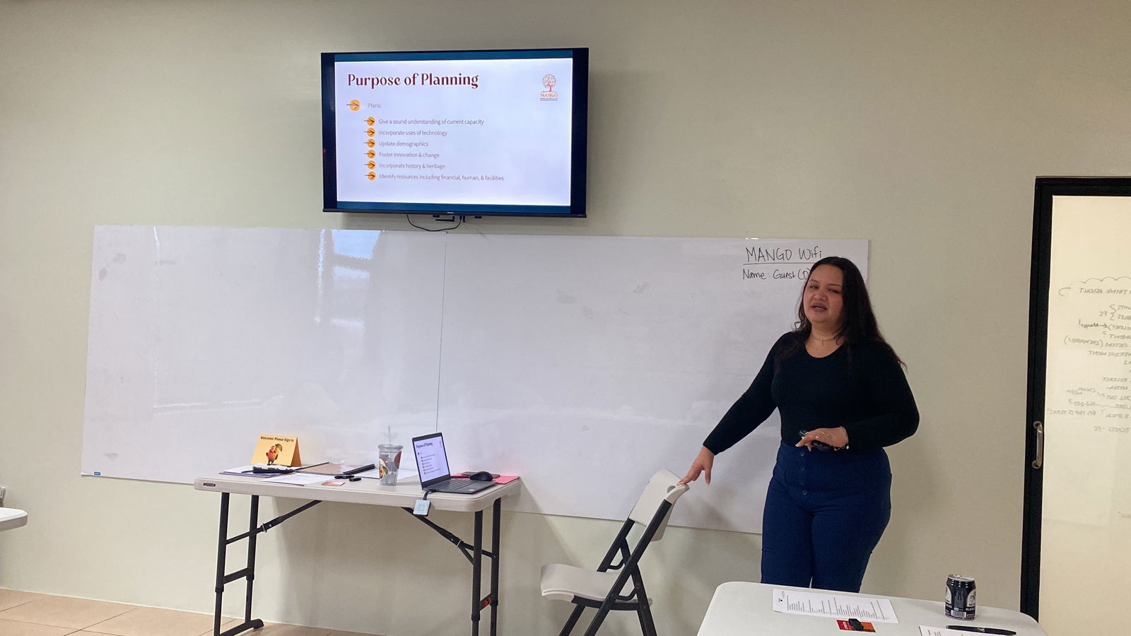 Shawna Babauta conducts training at the MANGO office on Wednesday, July 23.