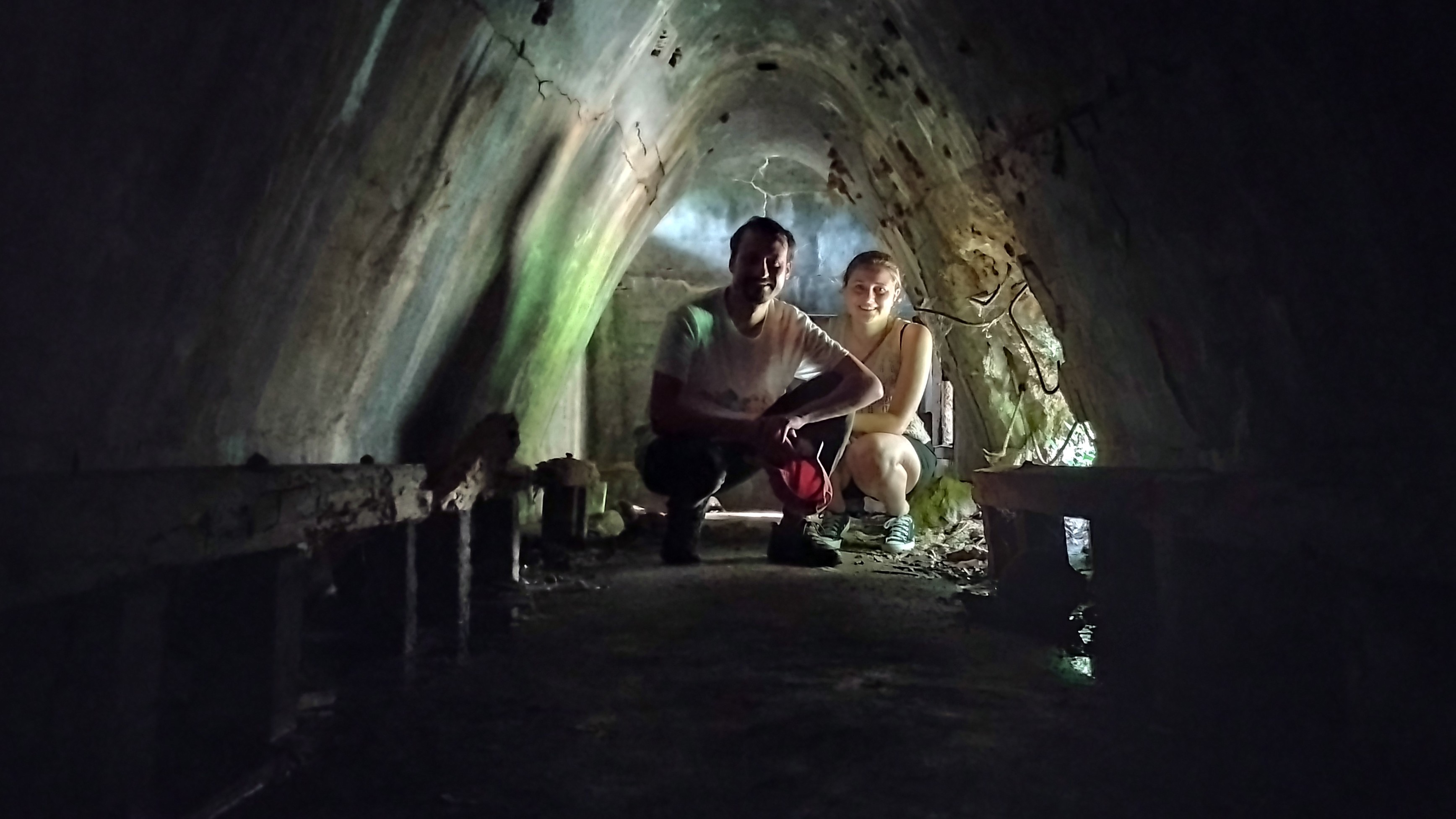 Inside an air raid shelter on Tinian.