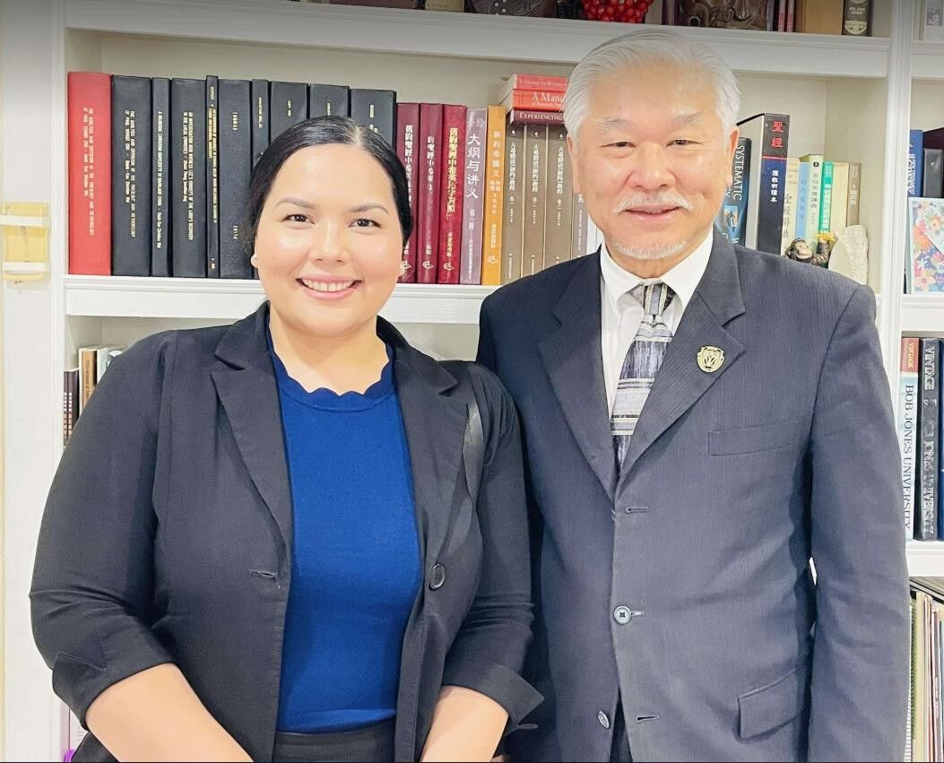 Angeline Orsini, left, with Dr. Christian Wei, EUCON International University president.EUCON photo
