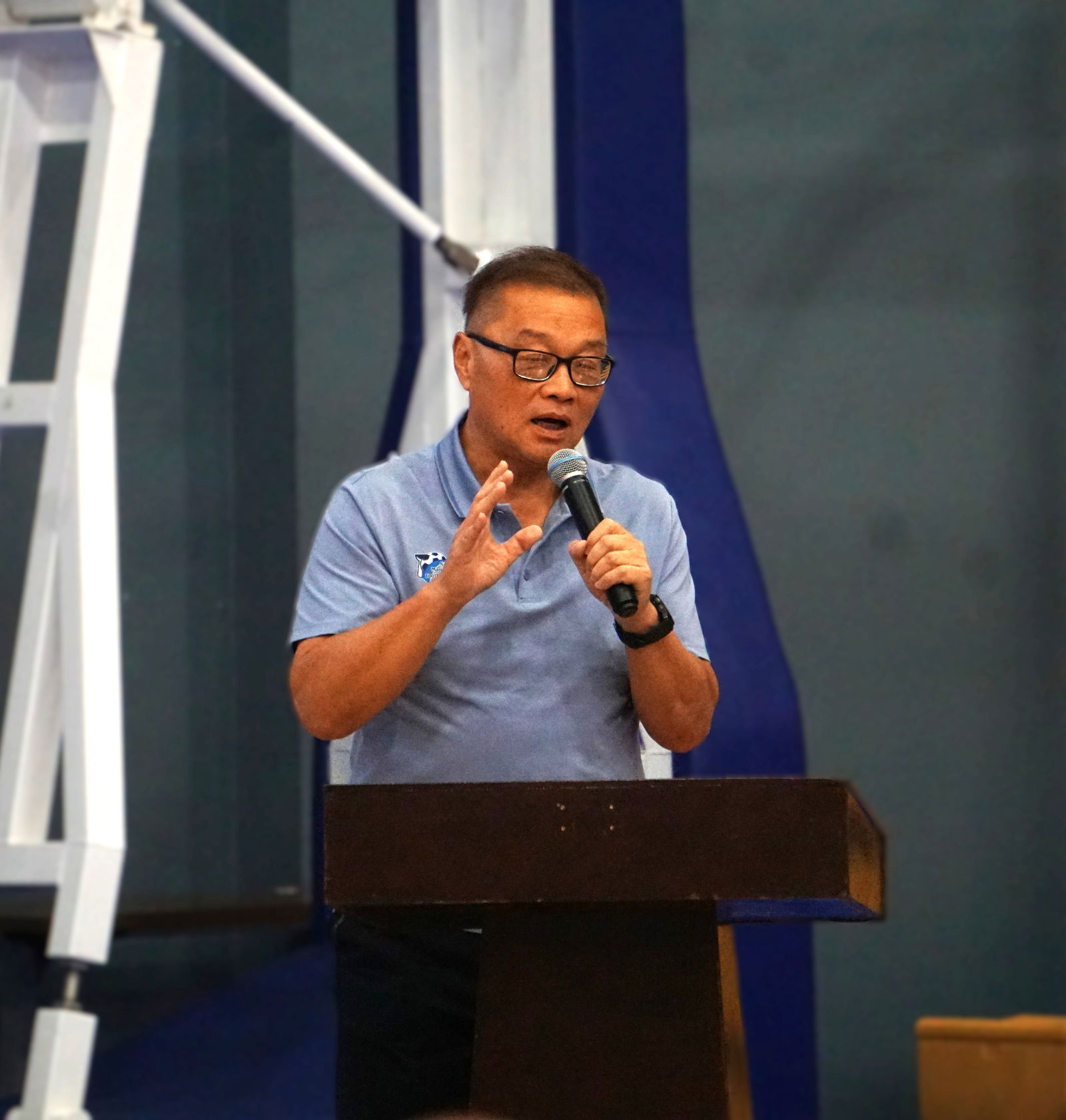 NMI Football Association President Jerry Tan delivers his remarks.Photo by James F. Sablan Jr.