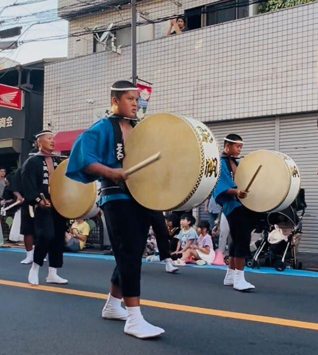 Saipan Awaodori drummers Jonathan Agulto and Brayden Songsong perform during the Shirokane Awaodori Festival.