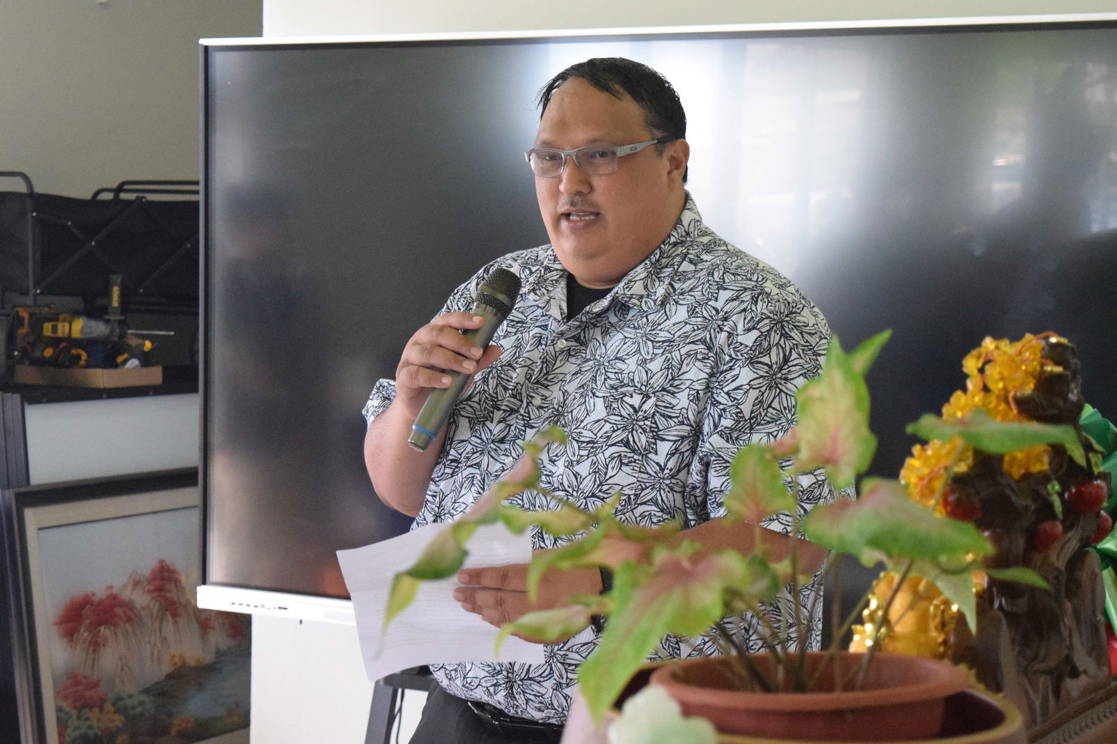 Office of Grant Management and State Clearinghouse Administrator Epi Cabrera delivers his remarks