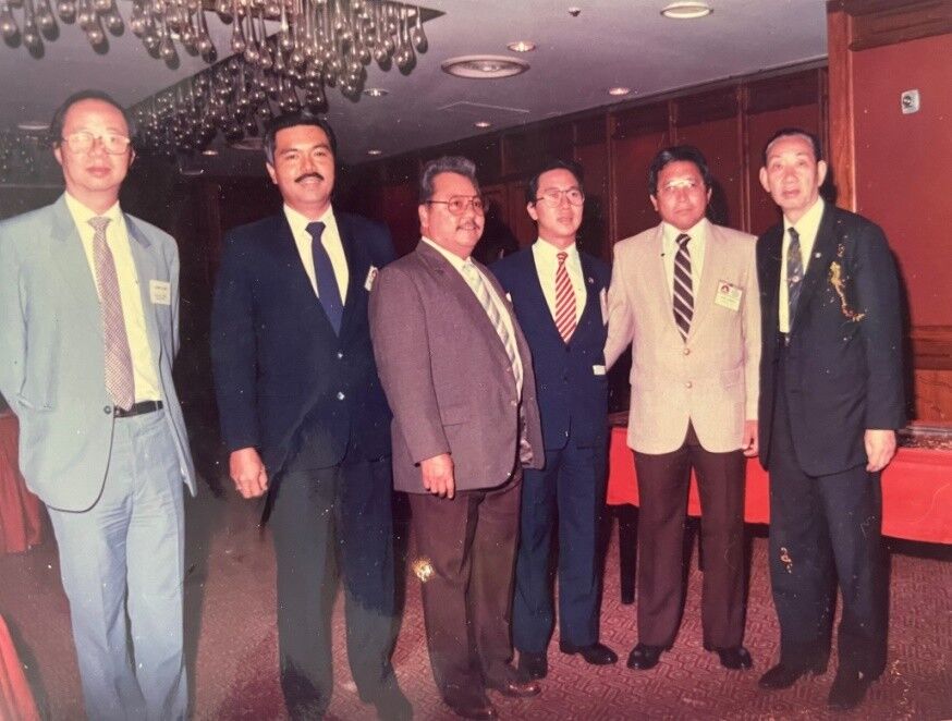 Gov. Pedro P. Tenorio, 3rd left, with Sen. Juan S. Torres, 2nd right, and visitors to Saipan.