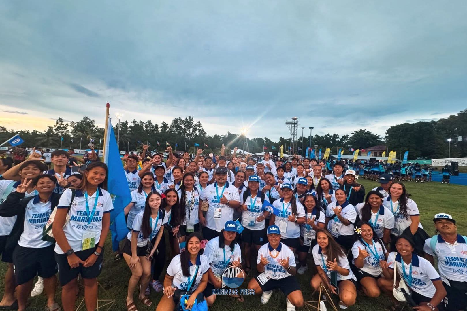Team Marianas athletes and officials pose for a group photo at the conclusion of the Pacific Mini Games in Koror, Palau on July 9, 2025.Marianas Press photo