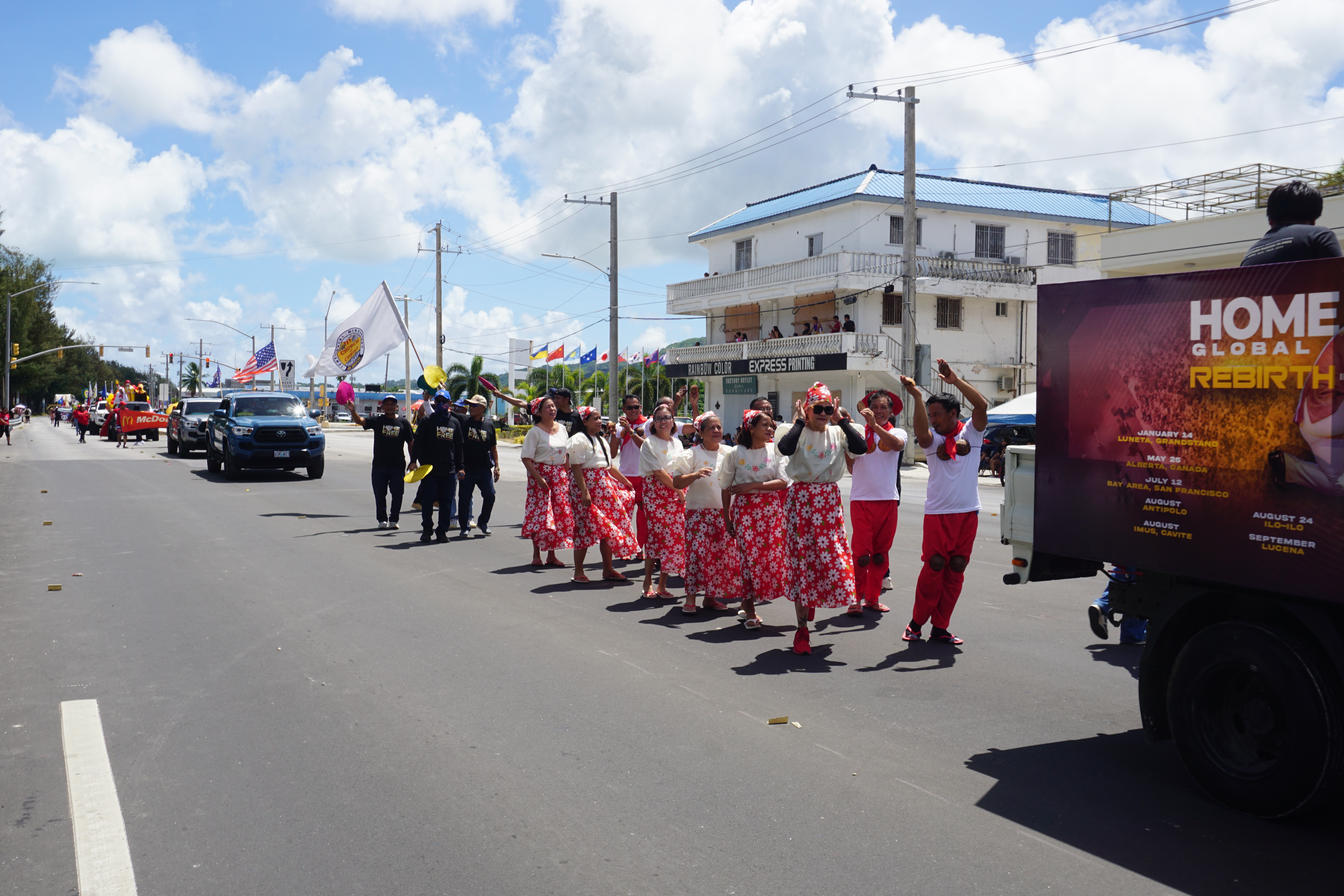 Filipino community members perform a traditional dance number.