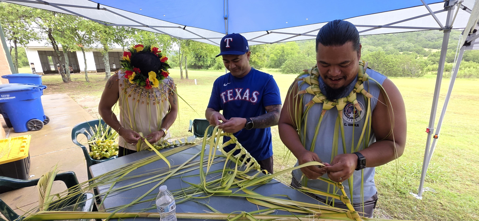 Cultural dancers prepare their native attire ahead of a performance in Copperas Cove, Texas.