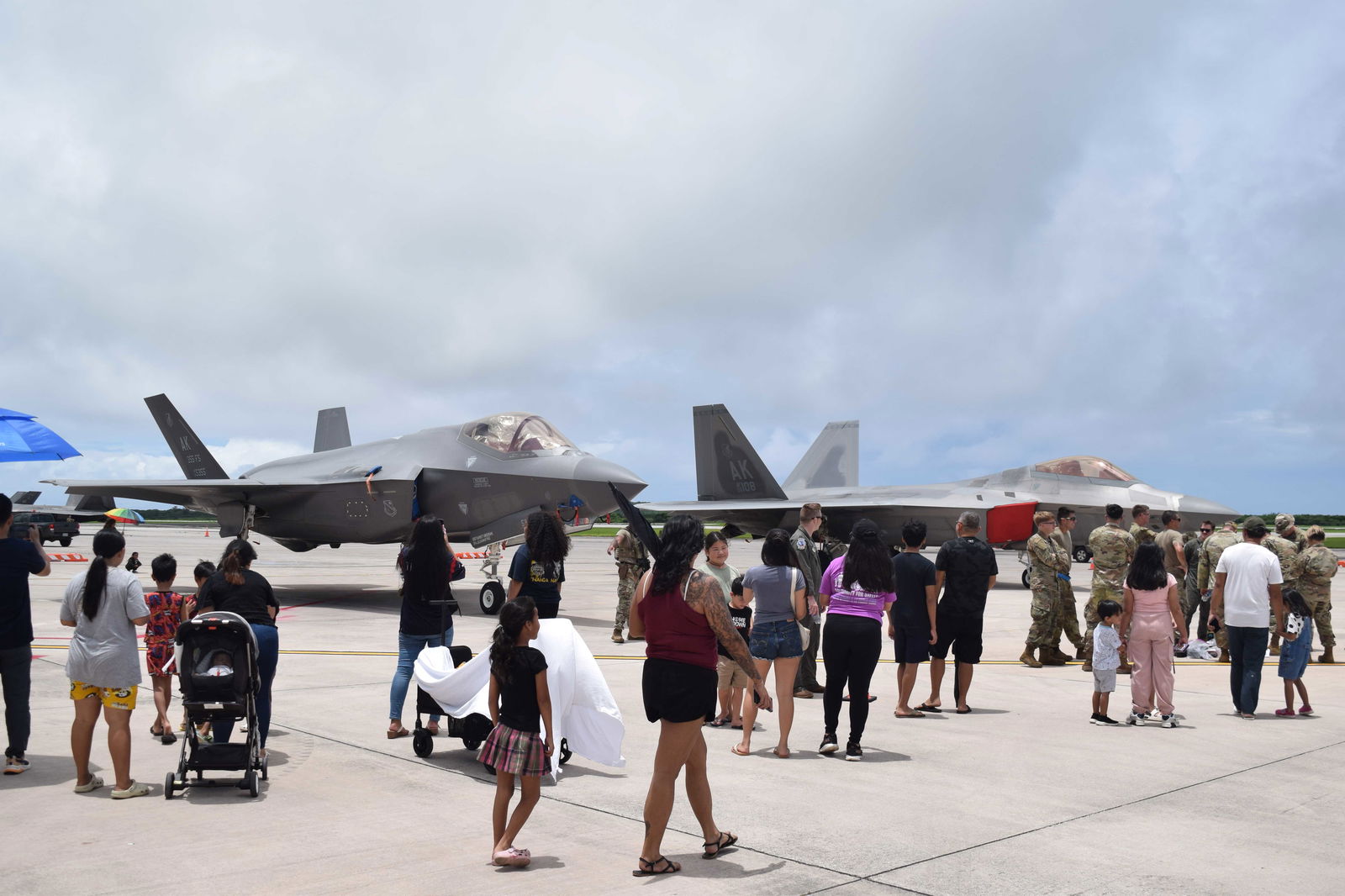 Residents get a closer look at F-35 and F-22 fighter jets.