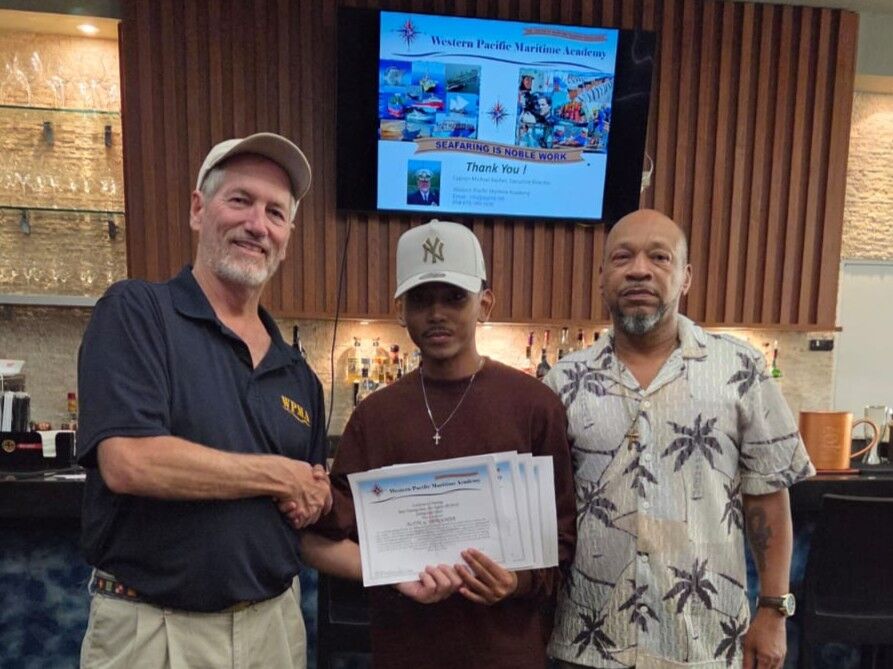 Alvin Dorolmar, a 17-year-old student at Career Tech High Academy in Agat, Guam, has successfully completed Western Pacific Maritime Academy’s Entry-Level Mariner training package.WPMA photos