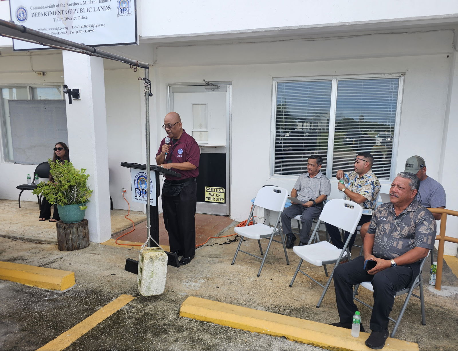 Department of Public Lands Secretary Sixto Igisomar speaks prior to the lottery.