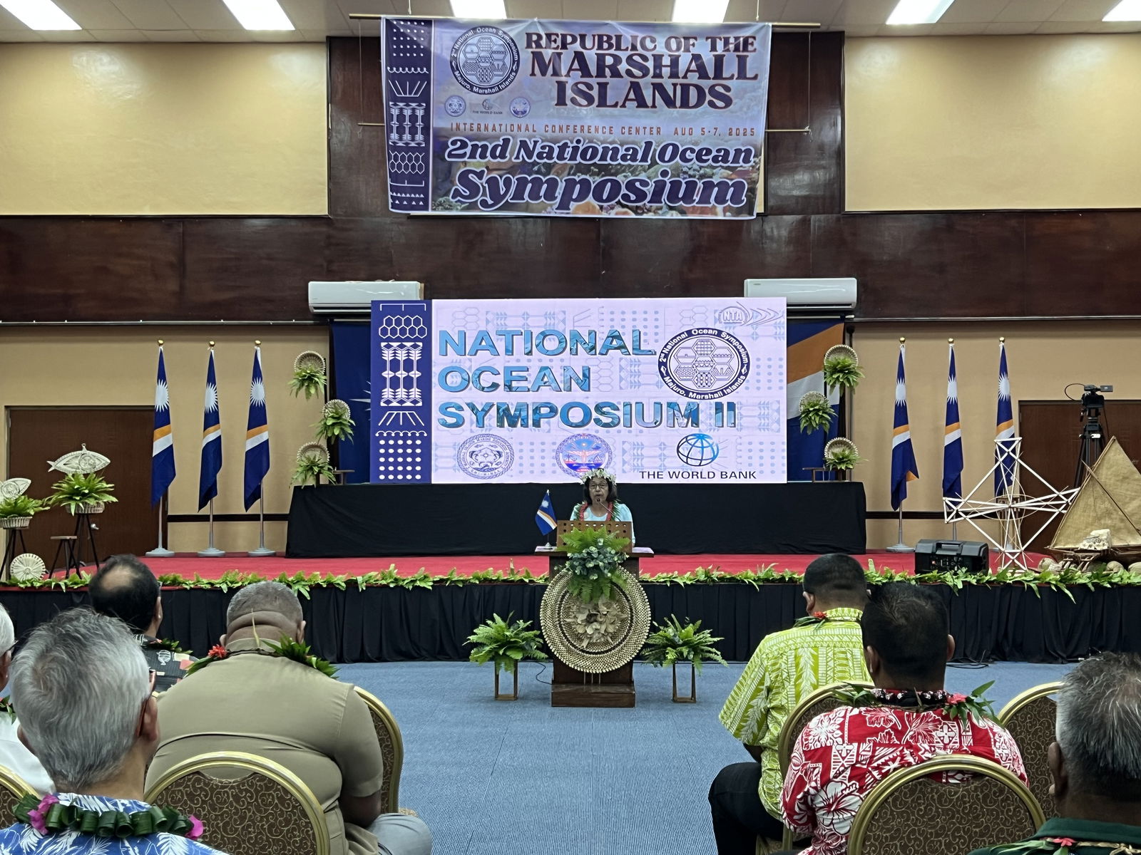 Speaking at the opening of a National Ocean Symposium Tuesday, Marshall Islands President Hilda Heine called for communities throughout the Marshall Islands to get active in protecting their ocean resources for current and future generations.Photo by Giff Johnson