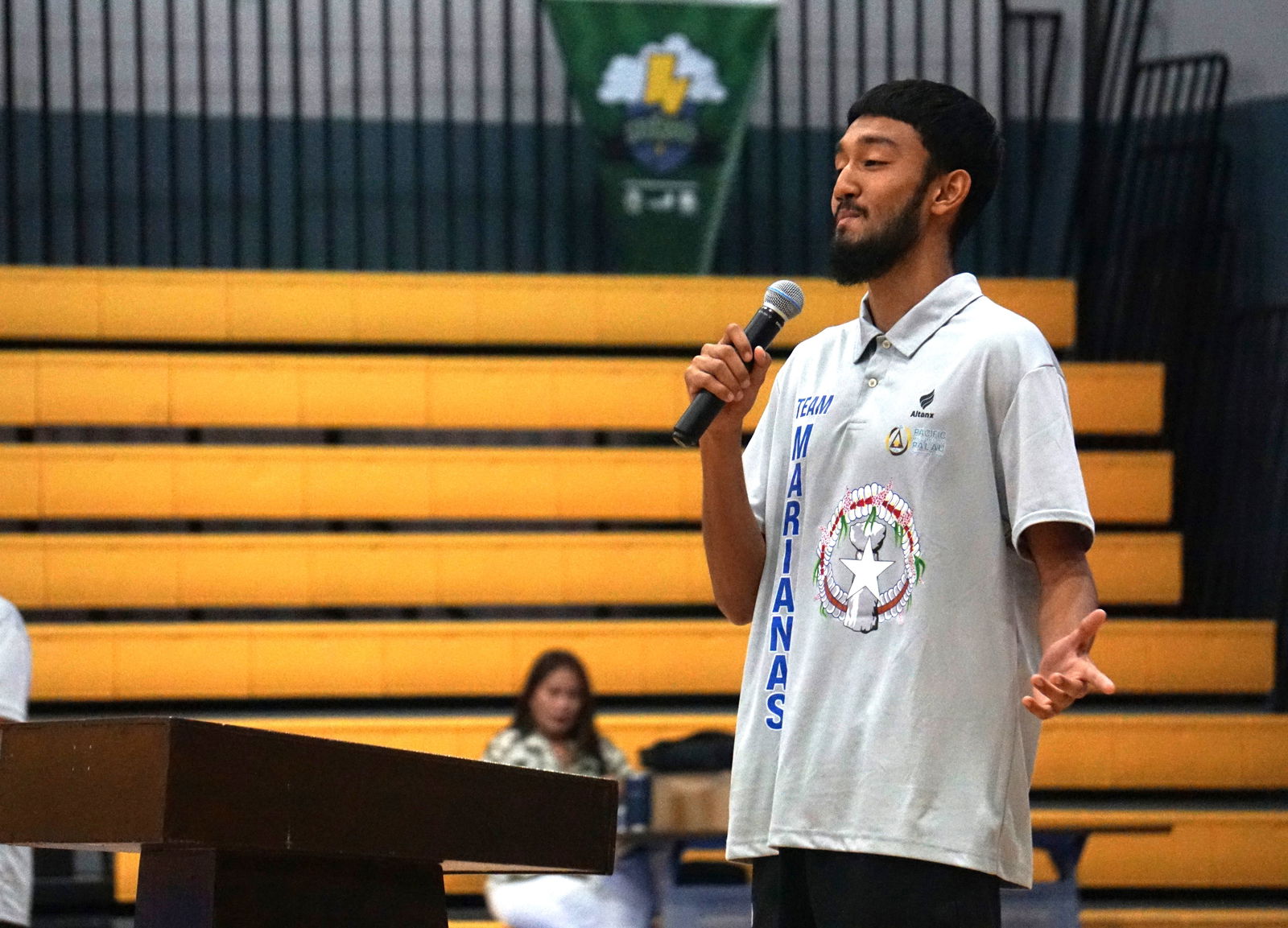 Athletics' Simon Tang shares his remarks.Photo by James F. Sablan Jr.
