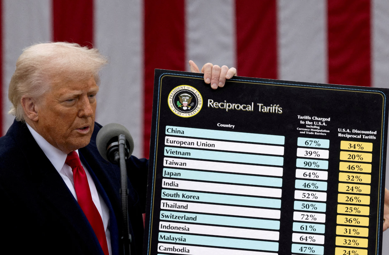 President Donald Trump delivers remarks on tariffs in the Rose Garden at the White House in Washington, D.C., April 2, 2025.REUTERS