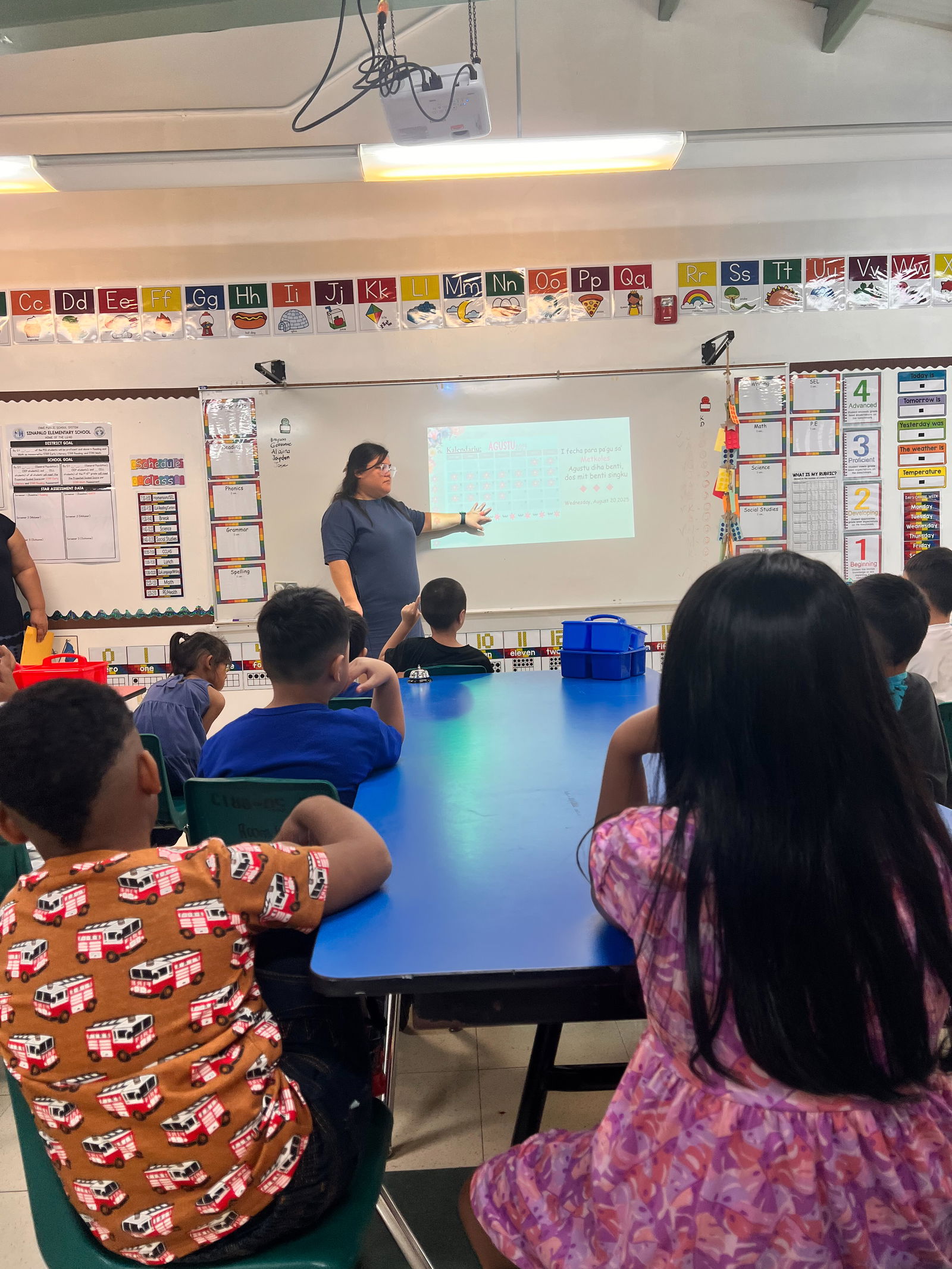 On their second day of classes, students at Sinapalo Elementary School began learning through the Immersion Program in Chamorro and Carolinian Language and Heritage Studies.