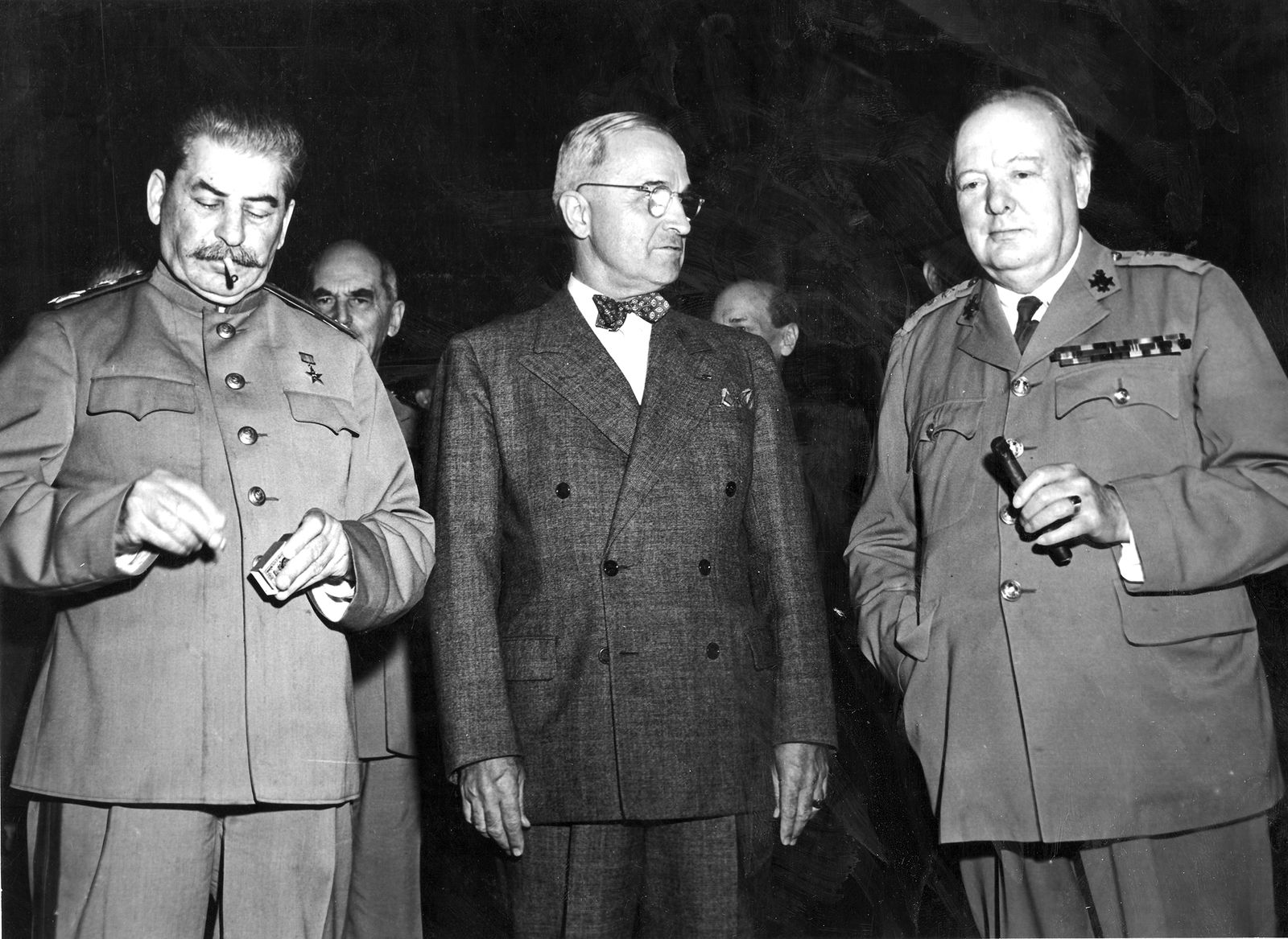 Stalin, Truman and Churchill at Potsdam.