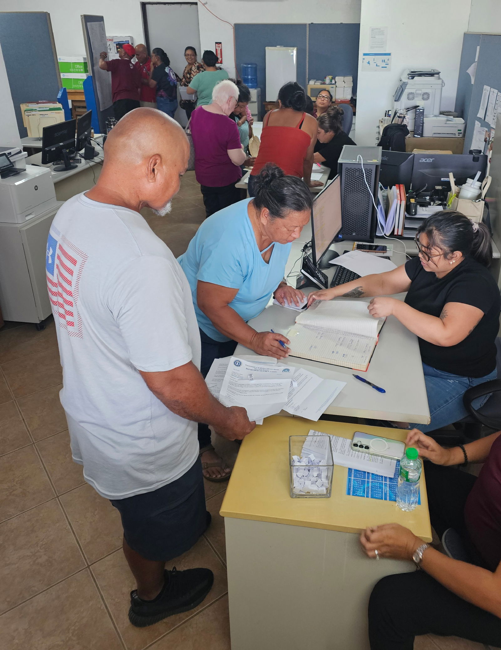 Tinian residents log their lots.