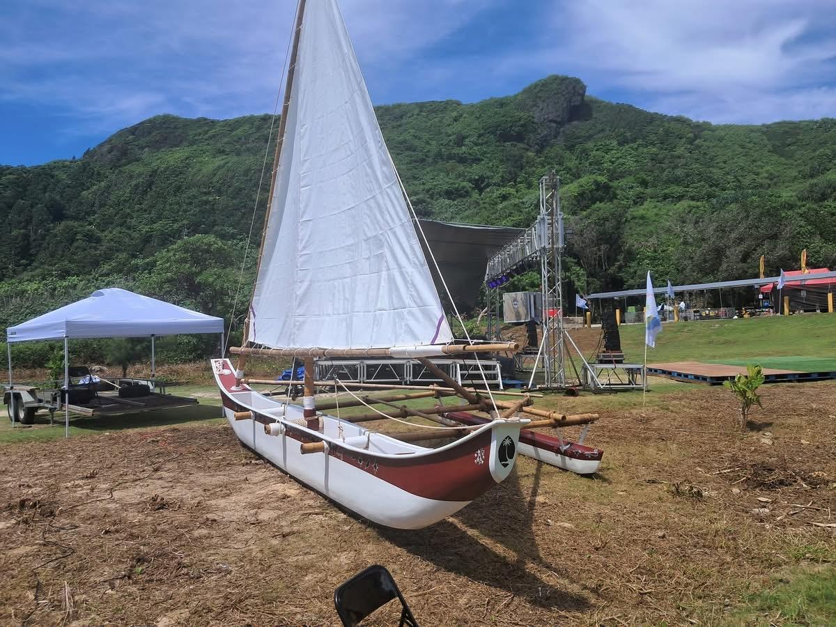 The Quintanilla-built canoe rests on the shore of Tagachang Beach during the first Yona Water Festival.