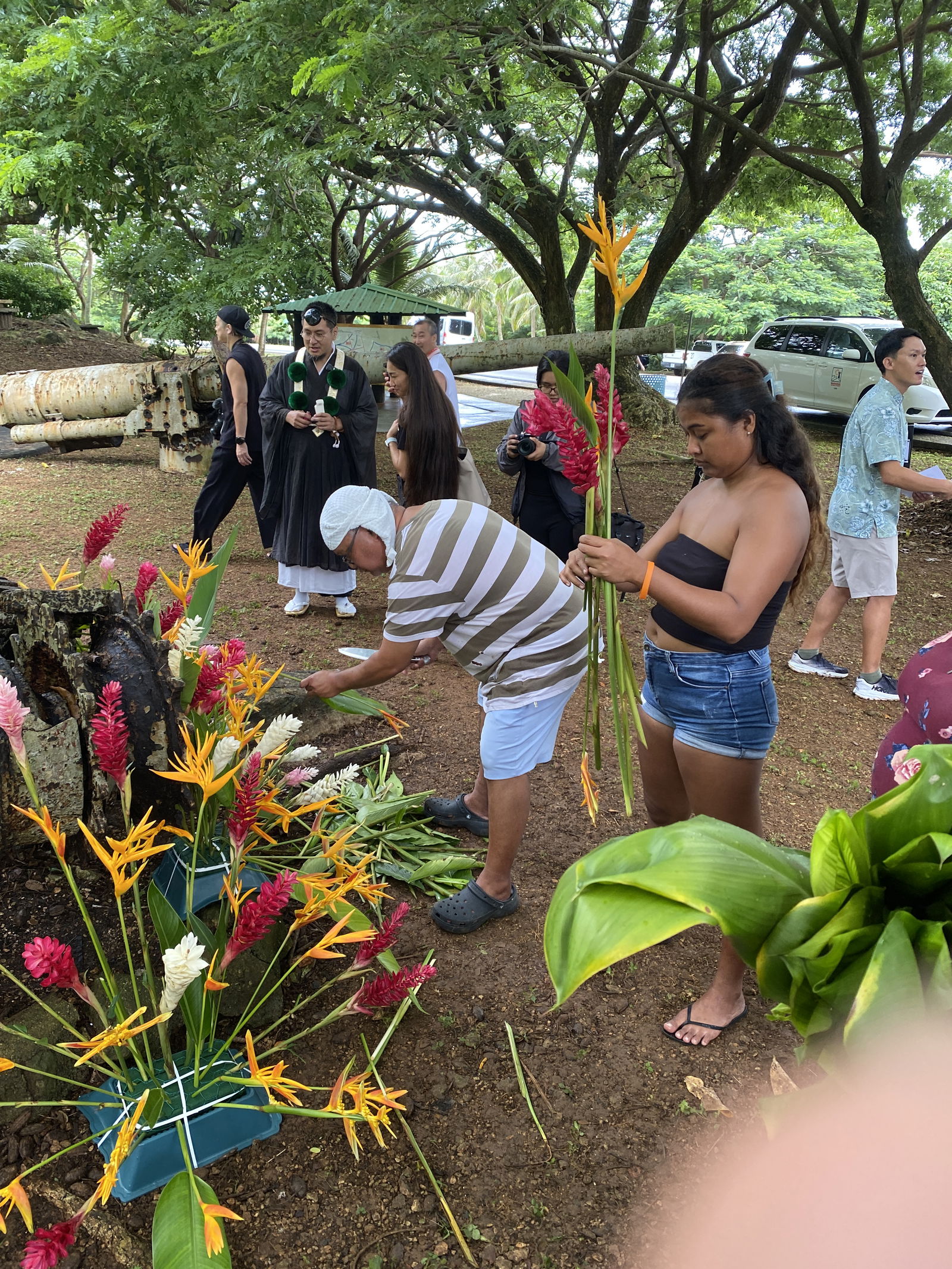 Local residents participate in the peace ceremony.