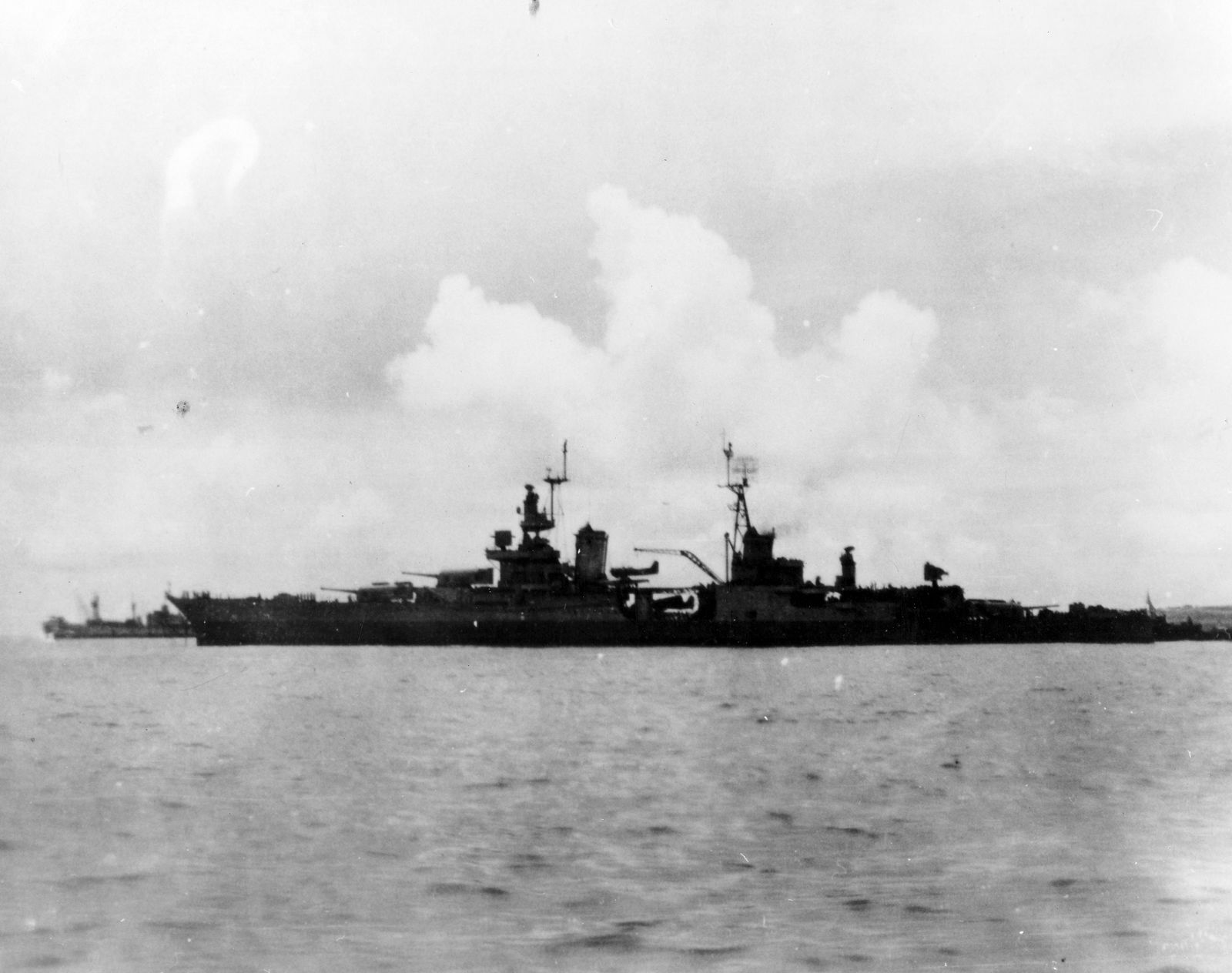 Indianapolis prepares to leave Tinian.