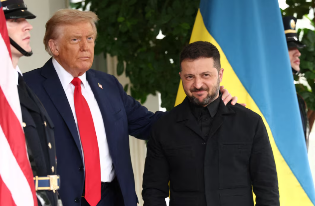 President Donald Trump greets Ukrainian President Volodymyr Zelenskiy at the White House, amid negotiations to end the Russian war in Ukraine, in Washington, D.C., Aug. 18, 2025.REUTERS