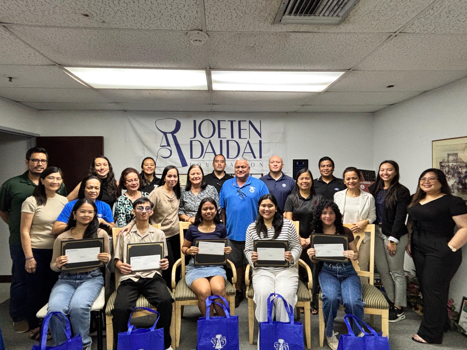 Joeten Daidai Foundation awarded $12,000 in scholarships to six students — all children of Joeten Group employees — on Wednesday, Aug. 6, 2025, in the executive conference room of Joeten Susupe at the Joeten Shopping Center.Contributed photo