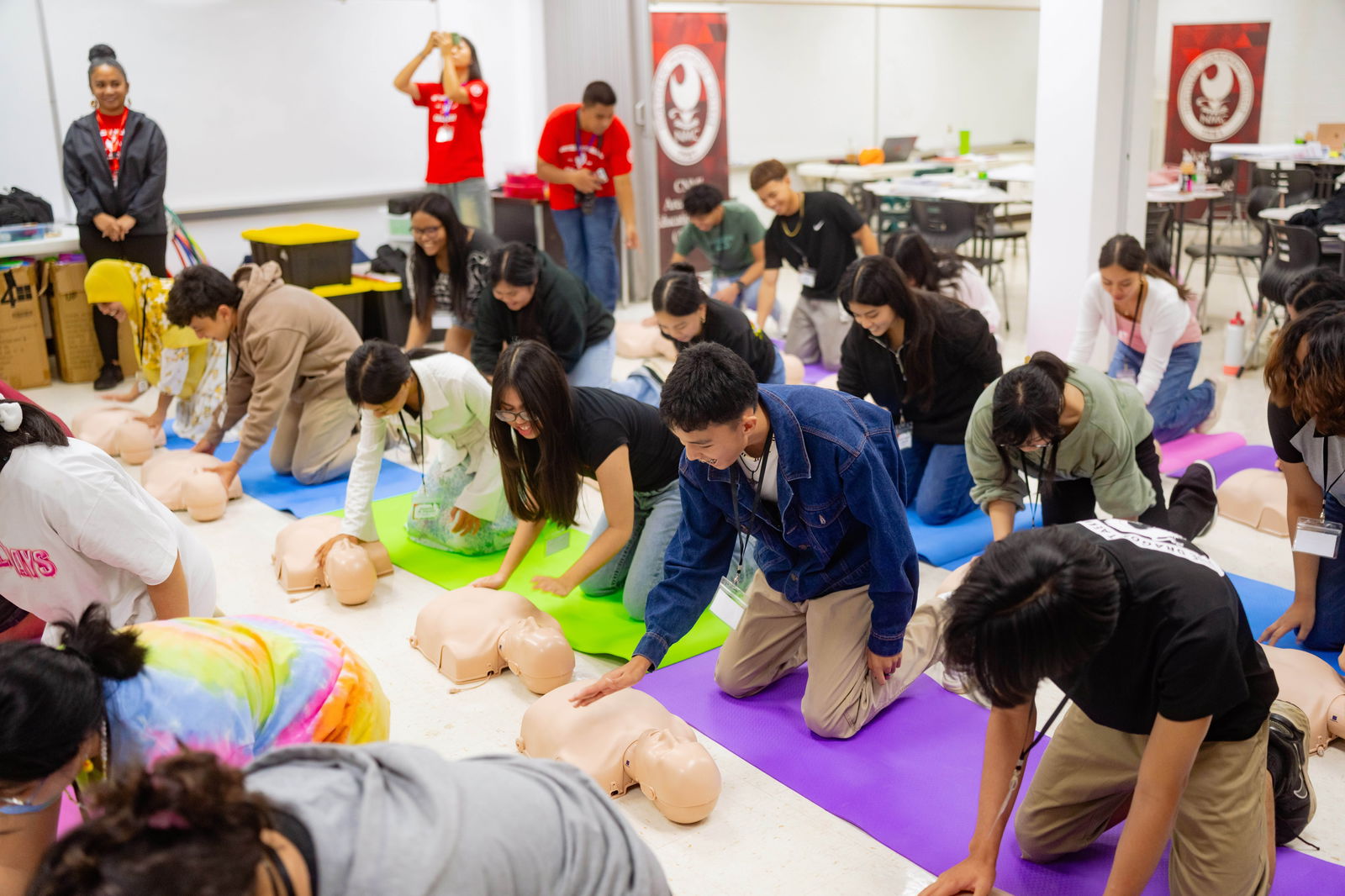 Participants of the NMC-AHEC Teen Health Summit learn how to administer first aid.NMC photo