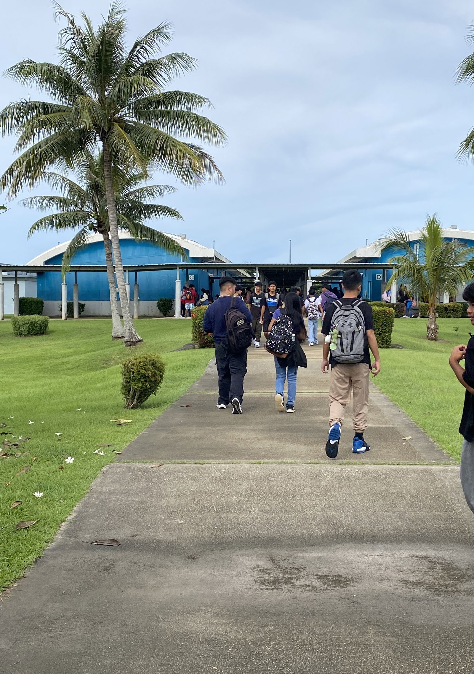 At Saipan Southern High School, on the first day of the new school year.
