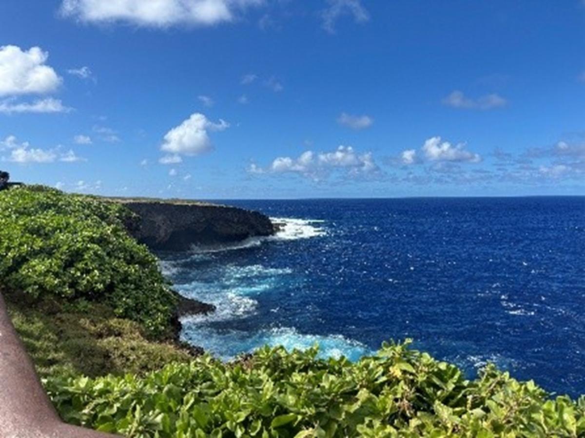 Banzai Cliff in Saipan, The Marianas, one of numerous sites on the island commemorating lives lost on the island during World War II.