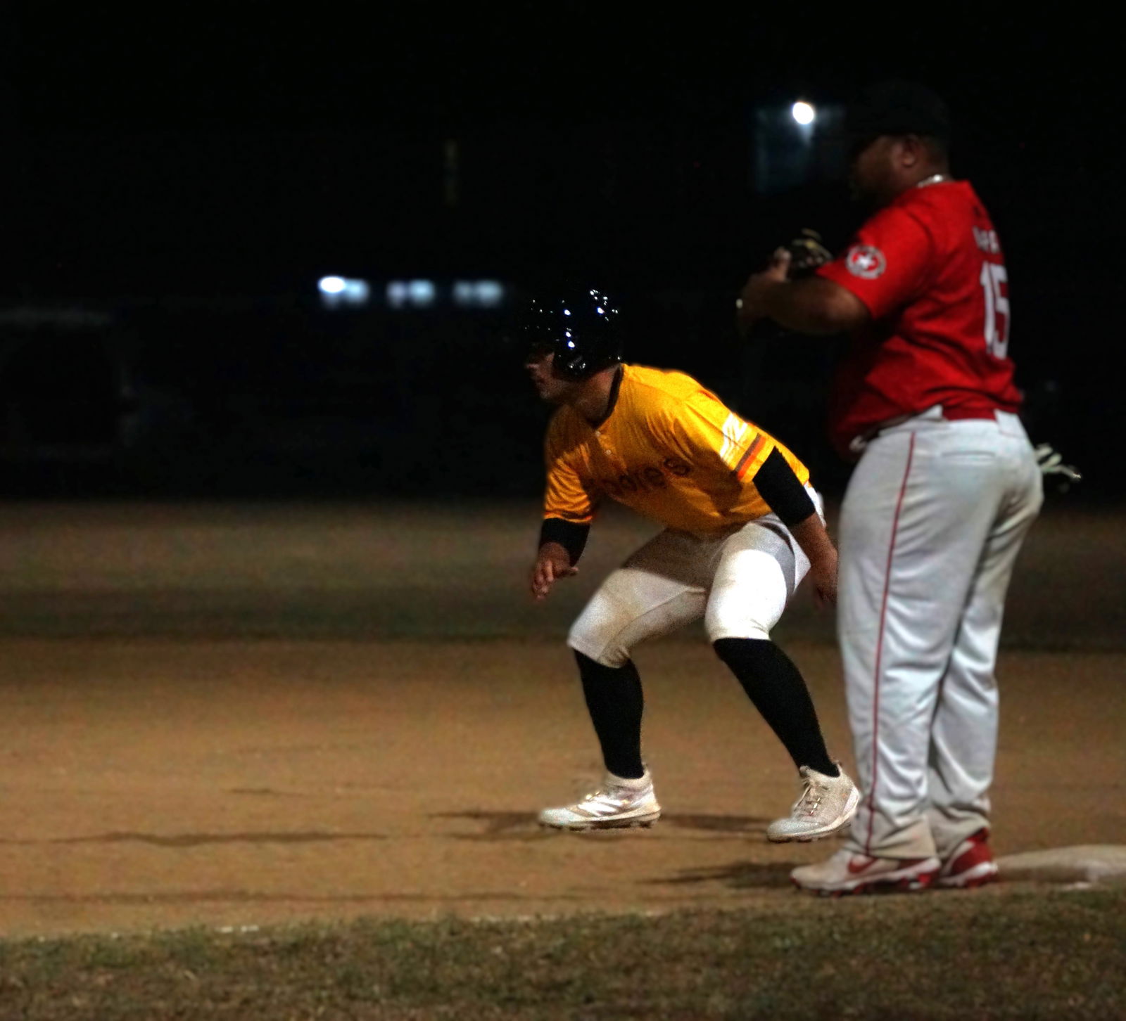 Padres’ Austin Benavente readies to steal second base during a game against the Cardinals in the 2025 Saipan Baseball League at Francisco “Tan Ko” Palacios Baseball Field.Photo by James F. Sablan Jr.
