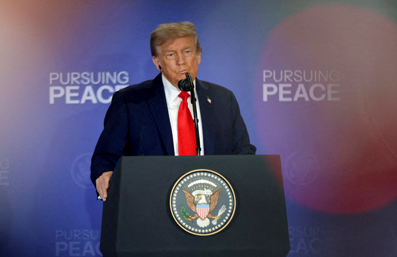 President Donald Trump holds a press conference with Russian President Vladimir Putin following their meeting to negotiate an end to the war in Ukraine, at Joint Base Elmendorf-Richardson in Anchorage, Alaska, Aug. 15, 2025.REUTERS