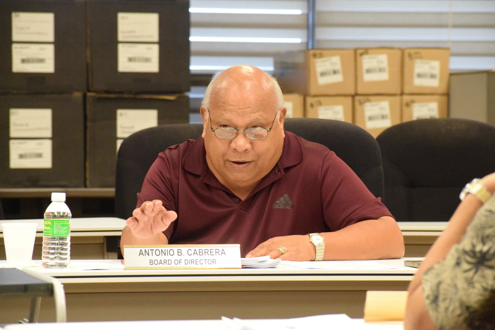 Commonwealth Ports Authority Board Director Antonio B. Cabrera speaks during a board meeting on Friday.Photo by Emmanuel T. Erediano