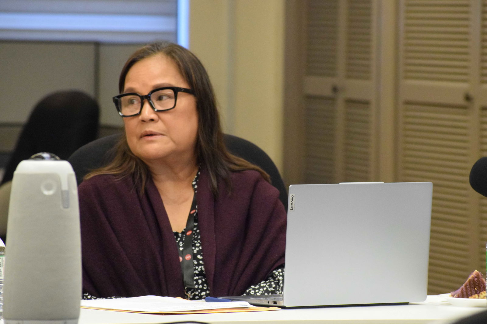 Commonwealth Ports Authority Executive Director Esther Ada speaks during a board meeting on Friday.Photo by Emmanuel T. Erediano