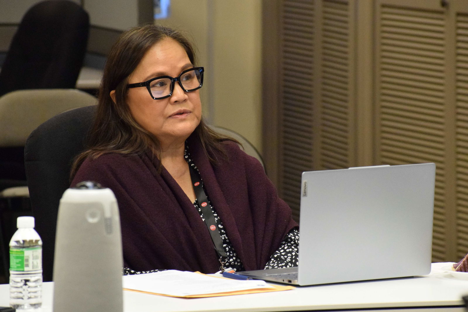 Commonwealth Ports Authority Executive Director Esther Ada reports to the board during a meeting on Friday.Photo by Emmanuel T. Erediano