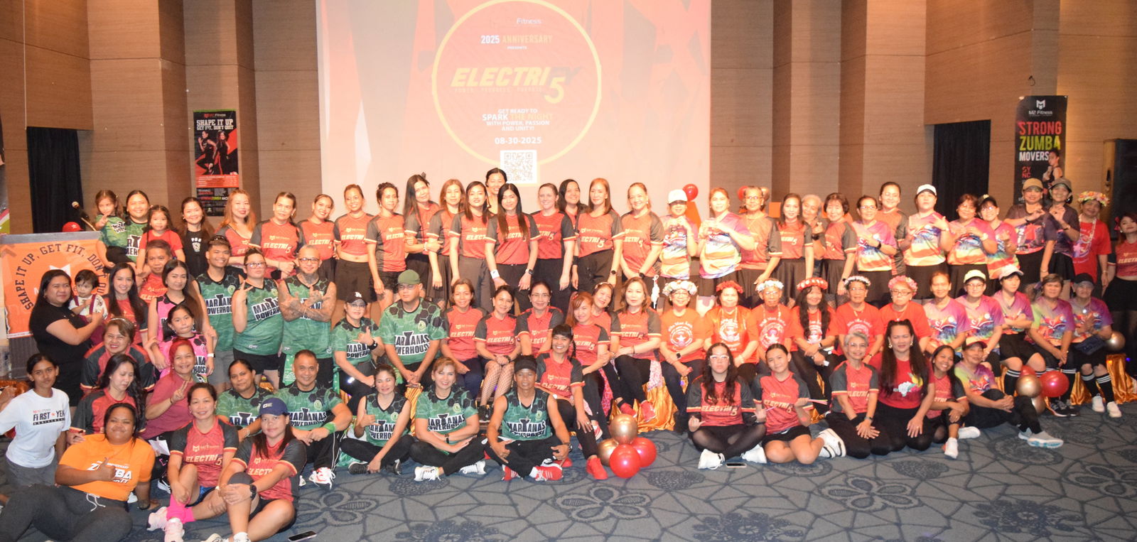 M2 Fitness members, their guests and families pose for a group photo during their fifth anniversary celebration at Saipan World Resort’s Taga Hall on Saturday.Photos by Emmanuel T. Erediano
