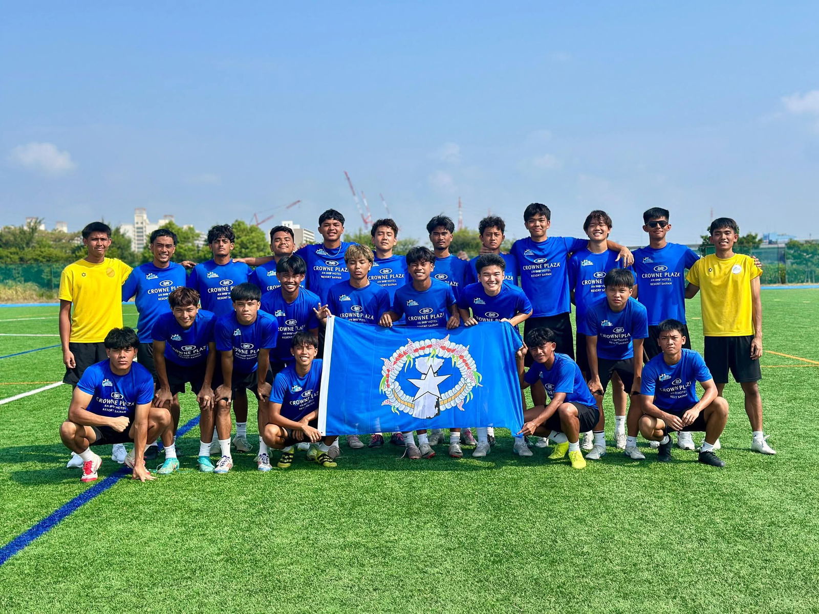 The NMI U23 Men’s National Soccer Team members pose for a group photo during their training camp in Japan.NMIFA photo