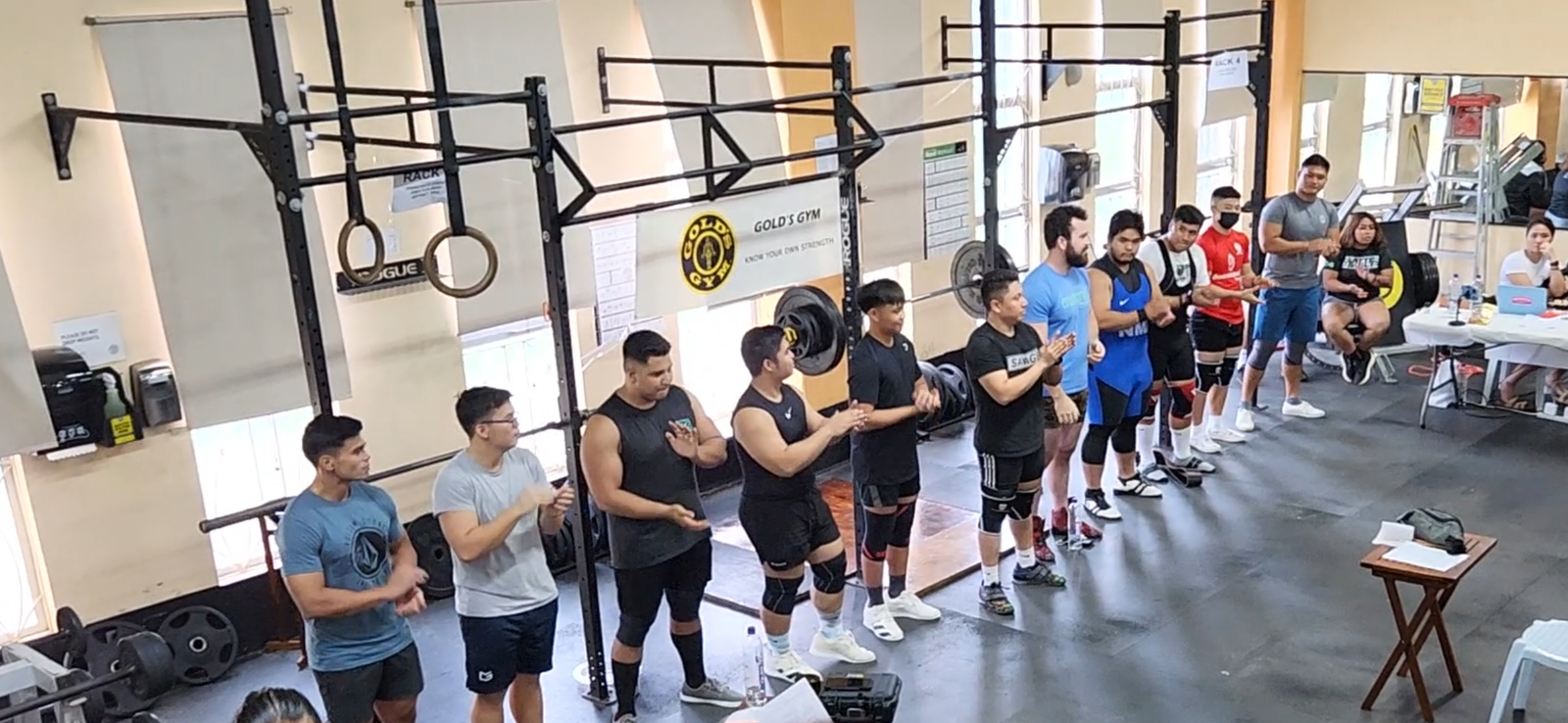 Powerlifters line up during a previous Gold's Gym Powerlifting meet.