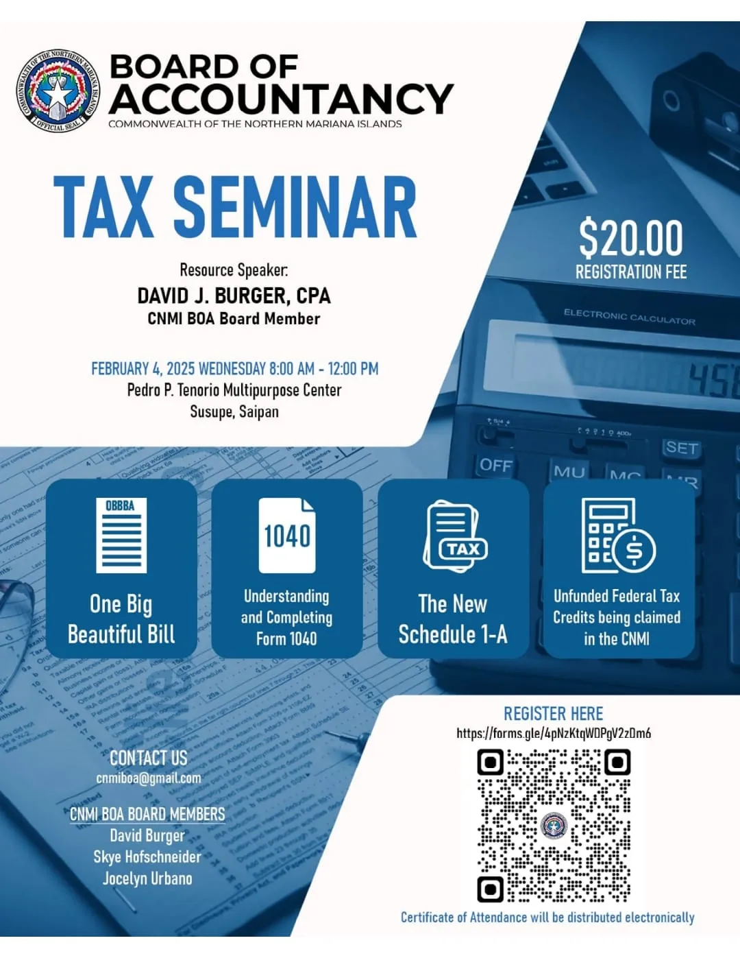 CNMI Board of Accountancy to host tax seminar on key federal tax updates