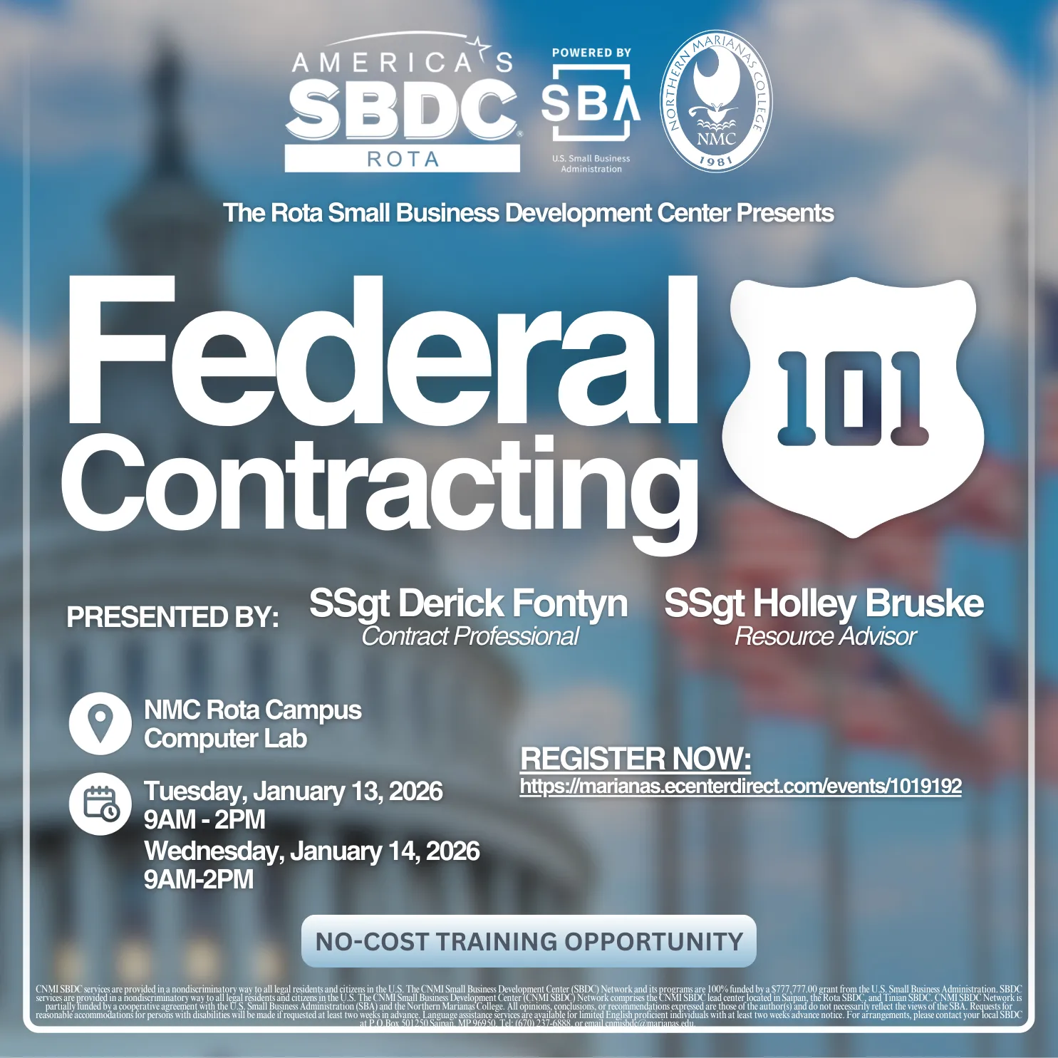 Rota SBDC to host no-cost federal contracting training