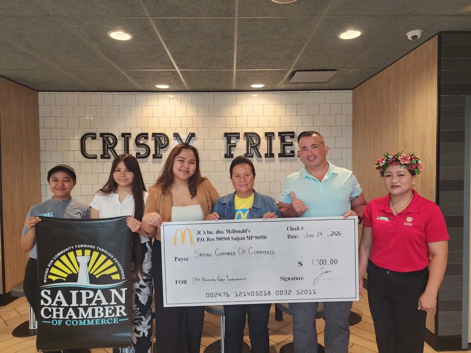 McDonald’s donates $1,500 to support Saipan Chamber of Commerce Golf Tournament